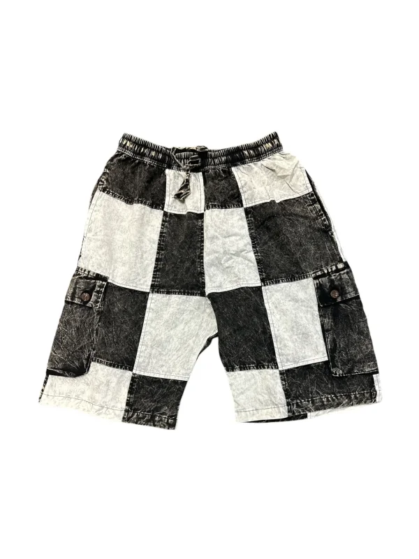 Black & White Patch Stonewash Cotton Lake Shorts