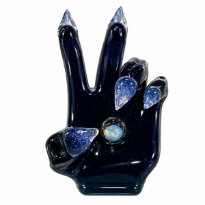Stabby Joe Glass Pendants - STAR BLUE MONSTER PEACE MINI HAND PENDY