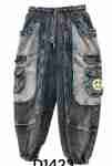 Om Peace Embroidered Cotton Patchwork Harem Pants