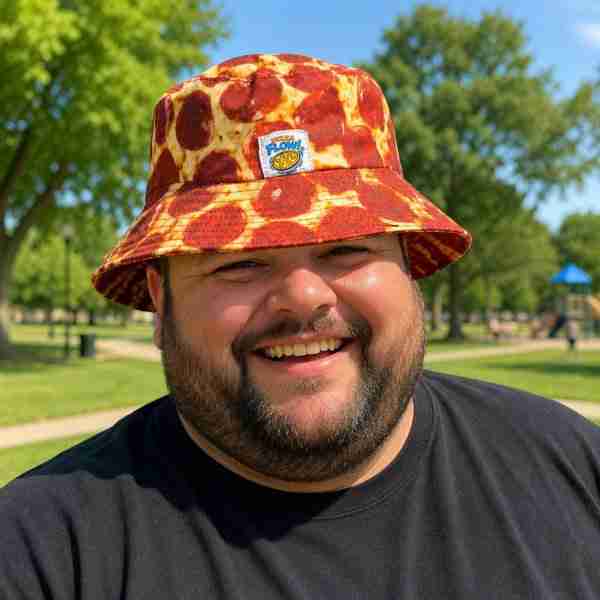 Pizza Flow Pizza-Print Bucket Hat – Large