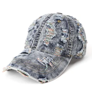 Vintage Washed Denim Cap – Distressed Finishw