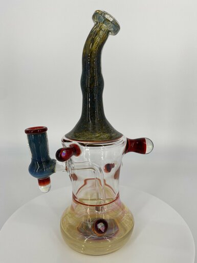 Naptime Glass 10mm Rig with Fumed Bottom and 2 Tumbled Opals