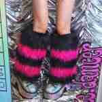 Liya Kitten Thick Striped Furry Leg Warmers