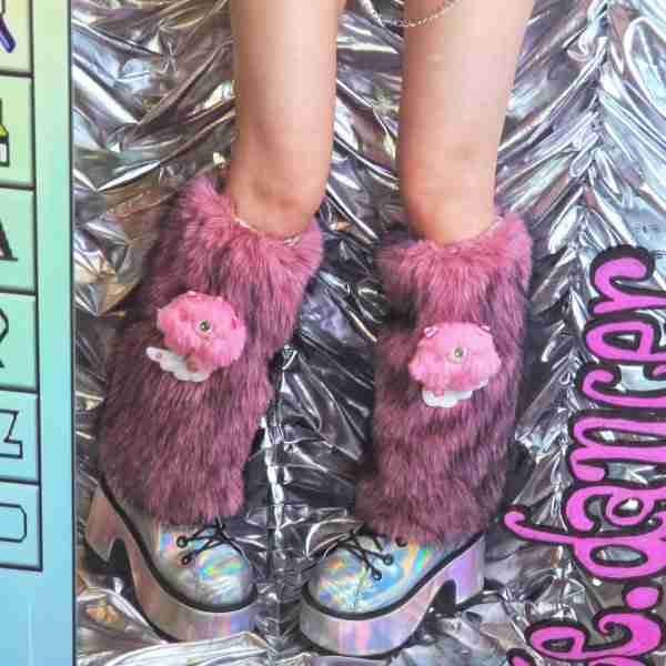 Liya Kitten Thick Striped Furry Leg Warmers