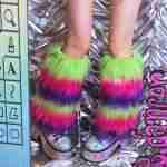 Liya Kitten Thick Striped Furry Leg Warmers