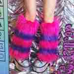 Liya Kitten Thick Striped Furry Leg Warmers