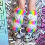 Liya Kitten Thick Striped Furry Leg Warmers