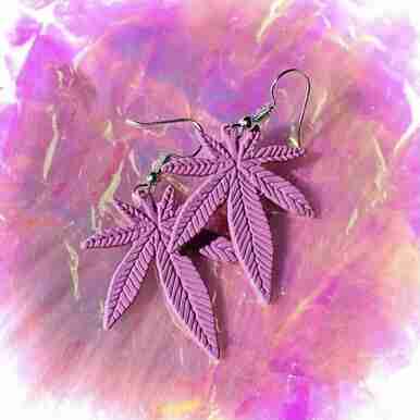 CannaBabe Pink Leaf Earrings