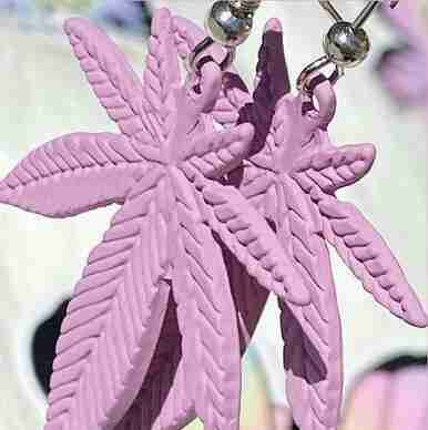 CannaBabe Pink Leaf Earrings